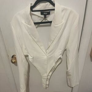 DGO WHITE CUT OUT BLAZER BODY SUITE
